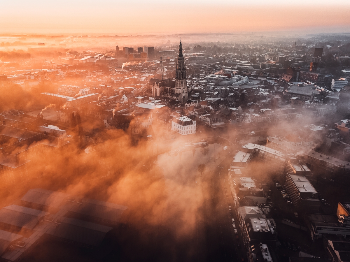 Morning mist over the city