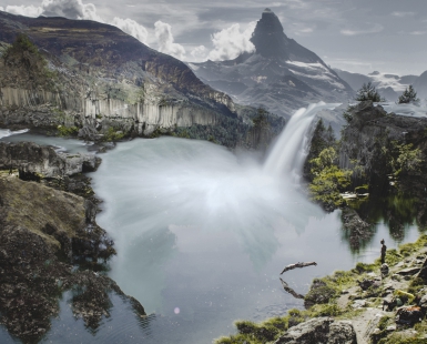 Cervino and Waterfall