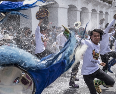 Carnival's street parade in Quito, Ecuador