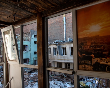 Apartments Destroyed by Russian Airstrikes in Kharkiv, Ukraine