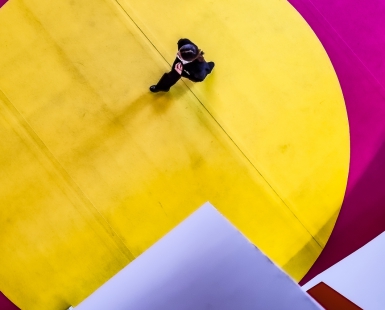 Round and a triangle multicolored