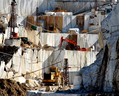 The great step of Cava Gioia, Carrara, Italy, one of the largest quarries in the area