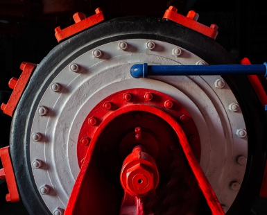 Industrial Art in Red White and Blue