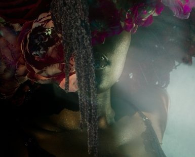 Woman with the head of flowers