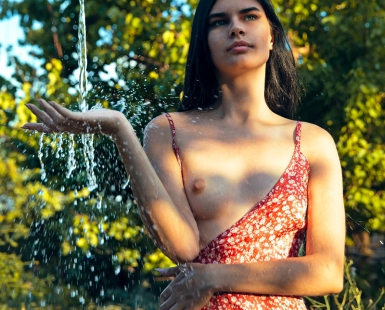 Girl with a jet of water