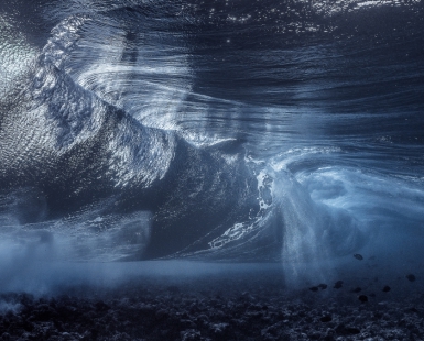 Mood changes of the sea. Waterfall Underwater