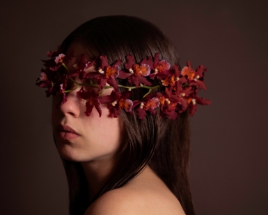 Girl with red orchid