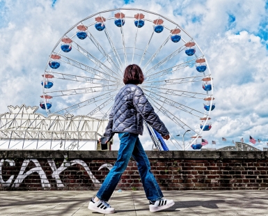 in the middle of blue